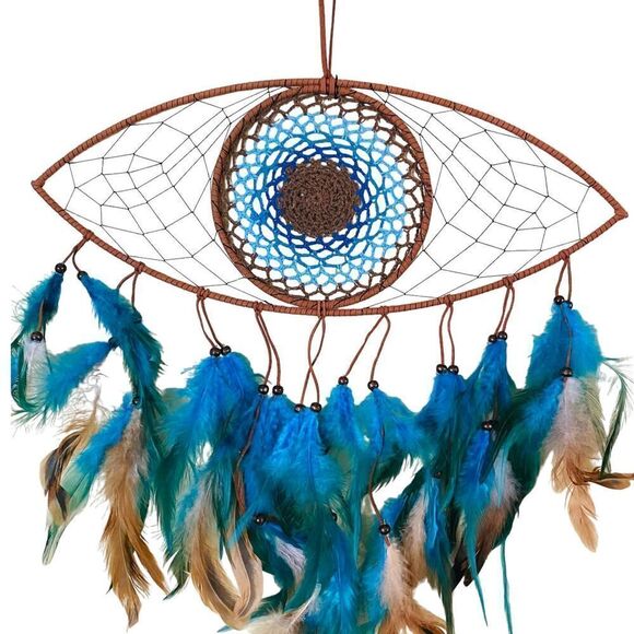 Evil Eye Feather Dream Catcher - Picture 1 of 6